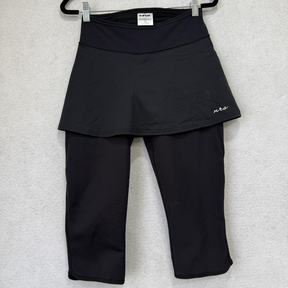 NRS HydroSkin 0.5 Skirted Capri Pants Womens XS Black Neoprene Paddle SUP Kayak